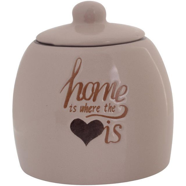 Envase Decorativo con Tapa Home Beige Beige Oscuro