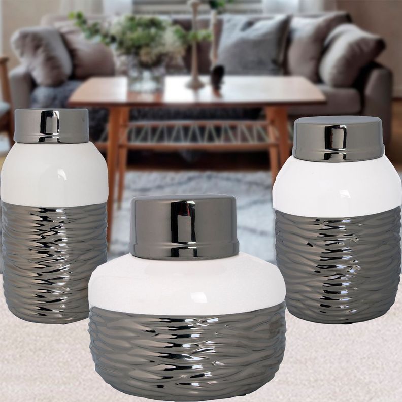 Anfora Decorativa Marsella Silver Grande-4