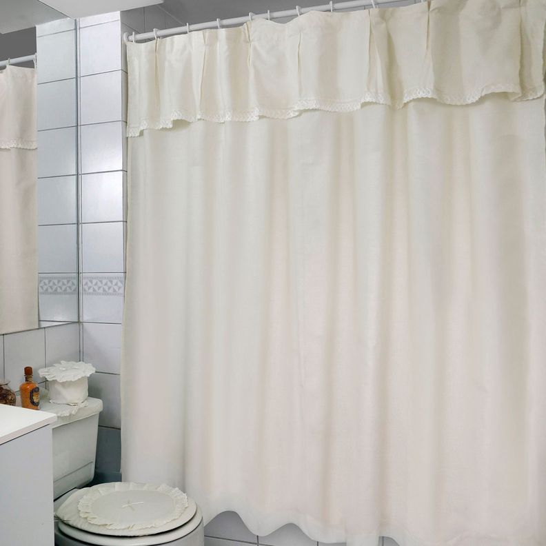 Juego de Cortina para Baño 6 Pzas Broderie Beige-3