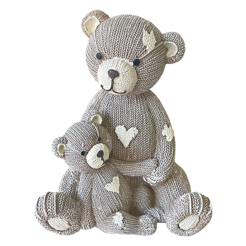 Alcancia Decorativa Ositos Family Tejido Gris Gris Degradado