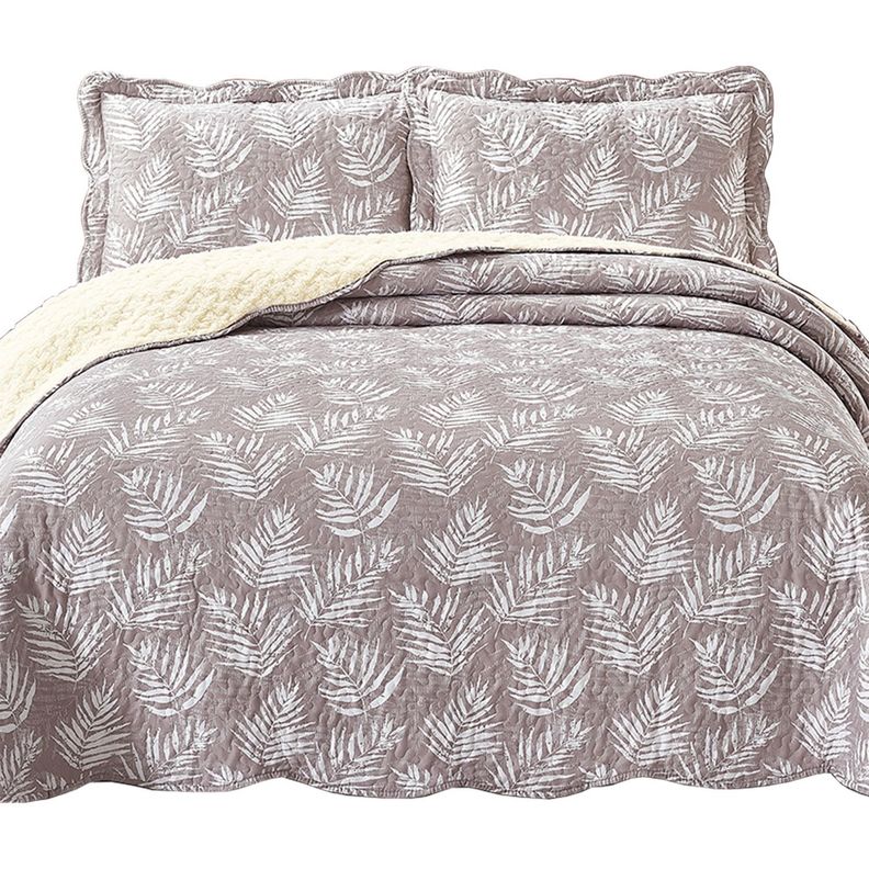 Quilt Sherpa King Helechos Crudo-0