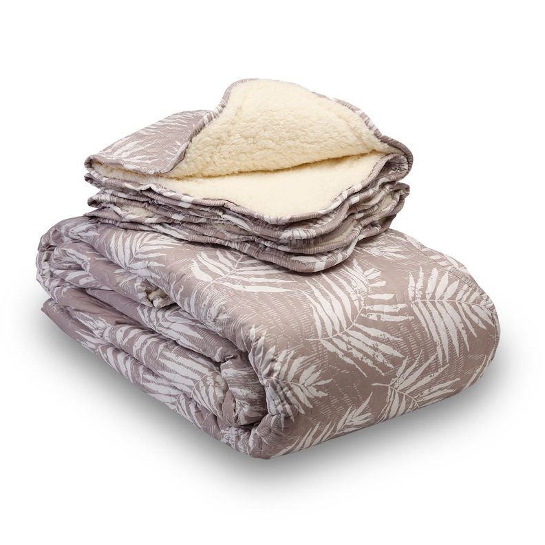 Quilt Sherpa King Helechos Crudo-1