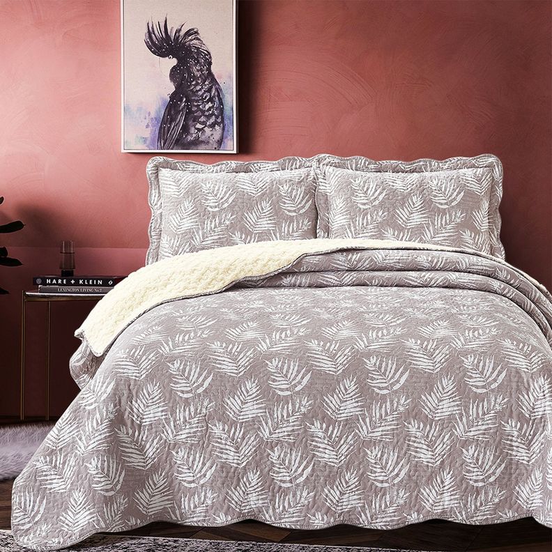 Quilt Sherpa King Helechos Crudo-4