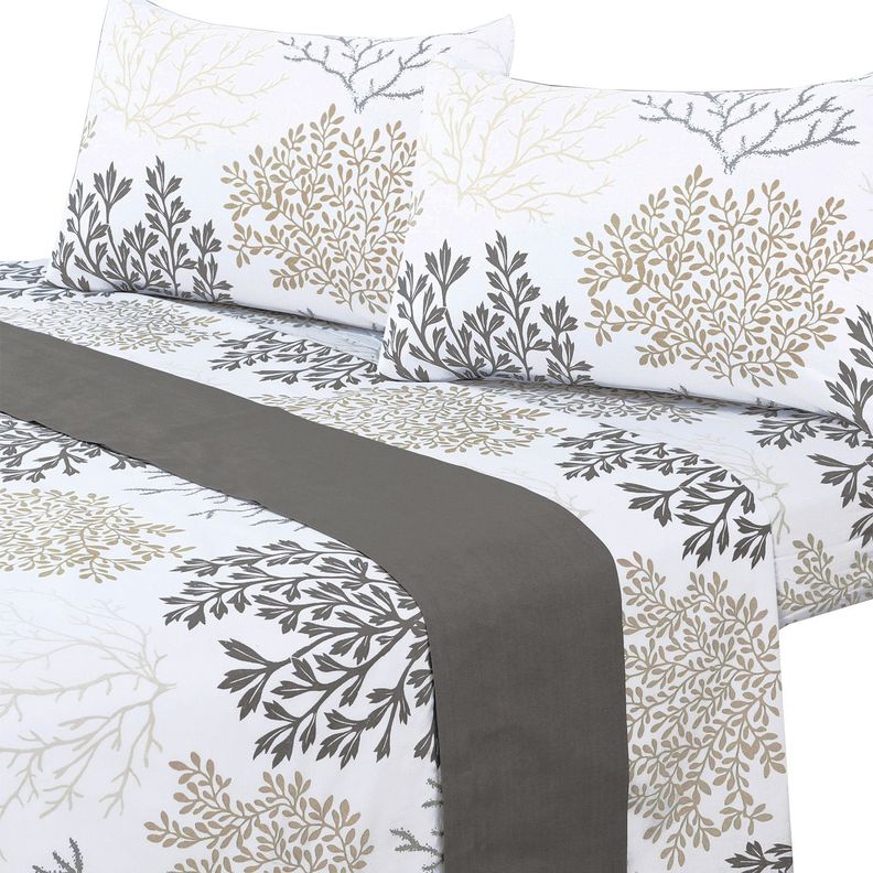 Juego de Sabanas T144 2 Plazas Coral Gris-0