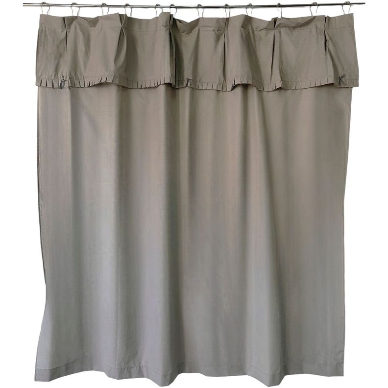 Juego Cortina Recogida para Baño Lisa Gris Perla-0