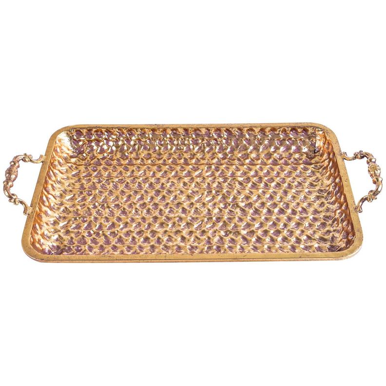 Centro de Mesa Decorativo Cosenza Rectangular Gold Dorado