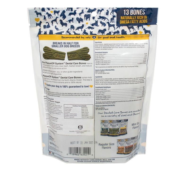 Huesos Cuidado Dental sabor Vegetales 482 Grs. (13 Un.) - Plaque Off-1