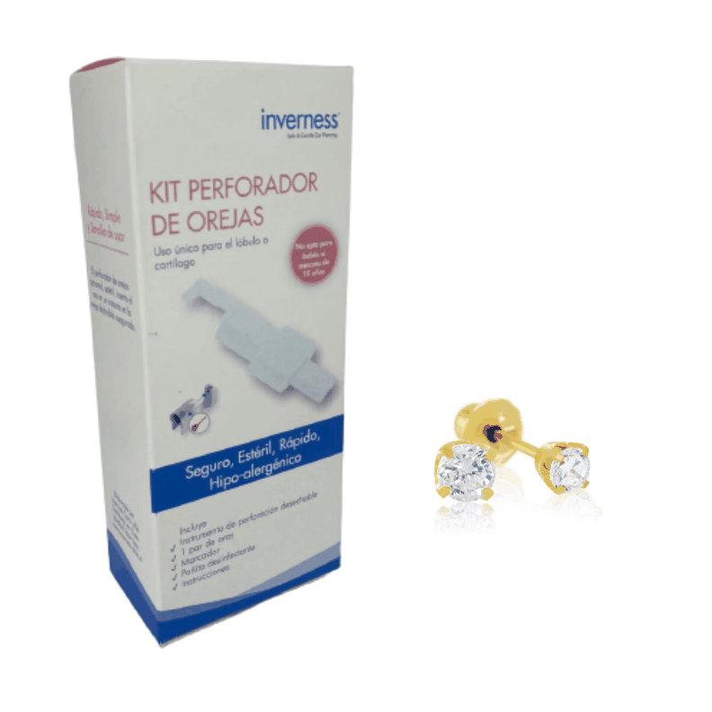 Kit Piercings en Casa Circón Bañada en Oro 24kt-0