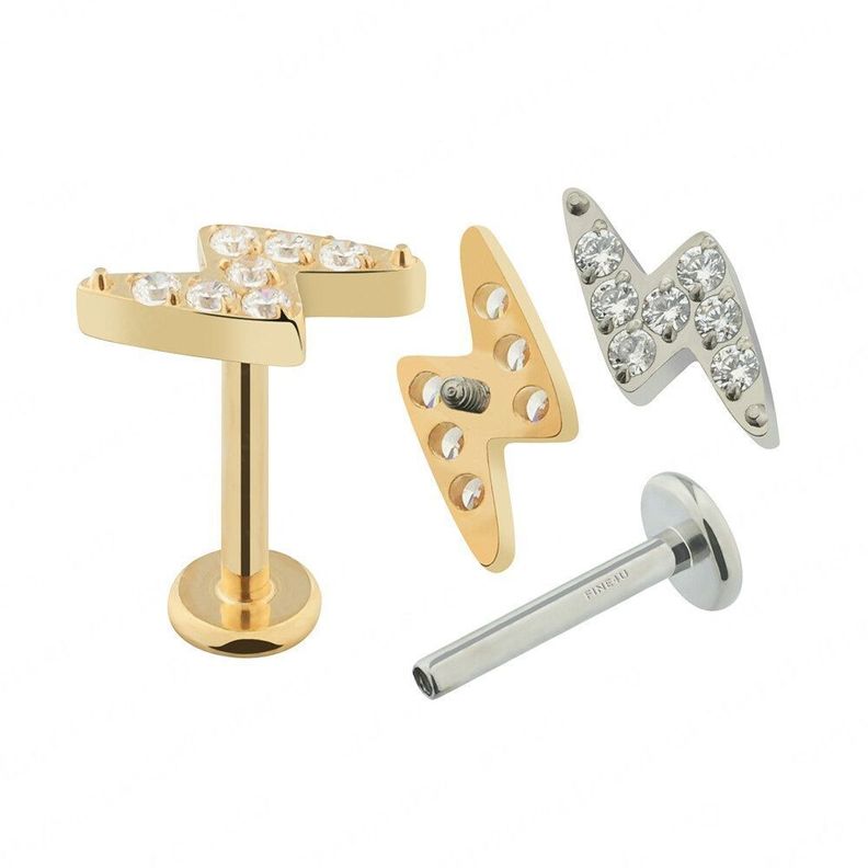 Piercing Rayo Titanio Circones (Plateado) PHILIPPA JOYAS-1