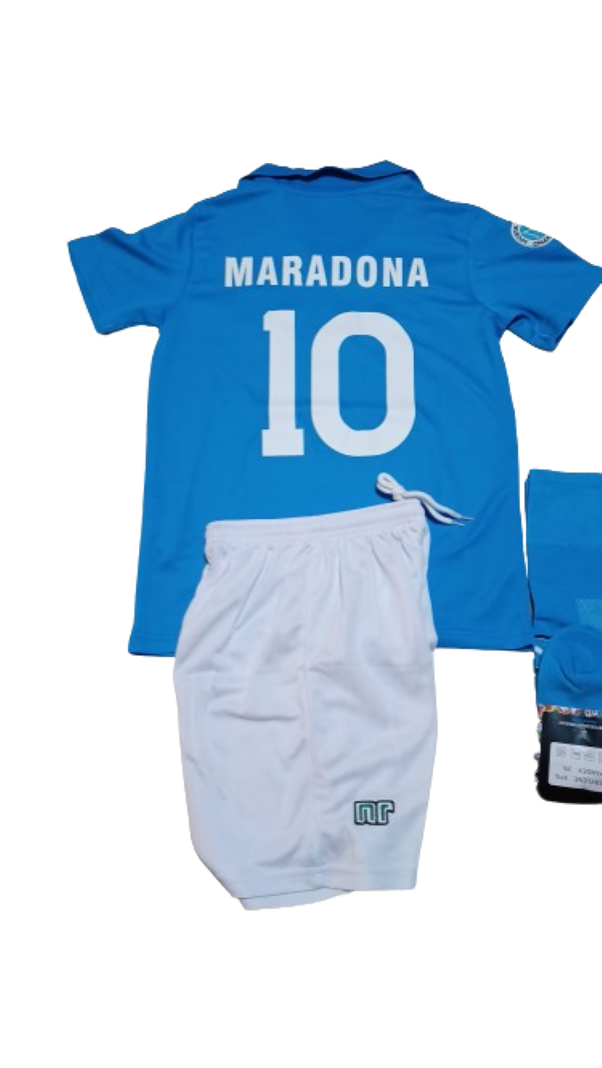 Pack Kit Niños Napoli Retro Maradona Camiseta+shorts Caja Regalo-0
