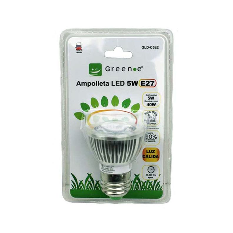 Ampolleta led de 5W Luz Calida. E-27. Modelo COB Blanco
