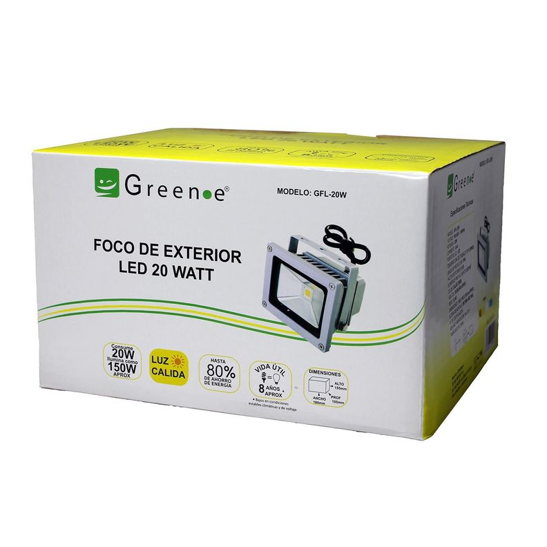 Foco Exterior  de 20w.Luz Calida Gris