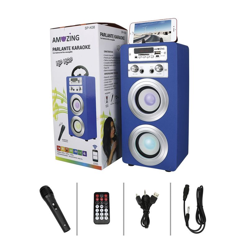 Parlante bluetooth karaoke HIP-HOP. Azul-0