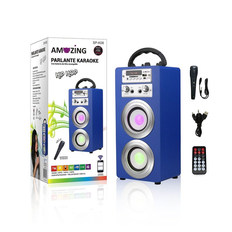 Parlante bluetooth karaoke HIP-HOP. Azul-1