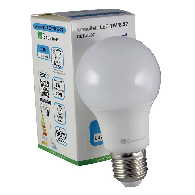 Ampolleta Led de 7W.E27.Luz Fría/ x 3 Unidades-1