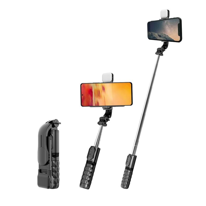 Bastón Selfie Trípode con luz LED y control remoto Bluetooth Q11s-2