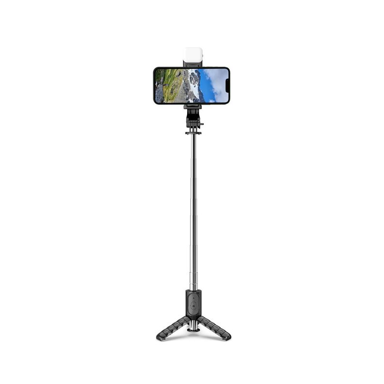 Bastón Selfie Trípode con luz LED y control remoto Bluetooth Q11s-4