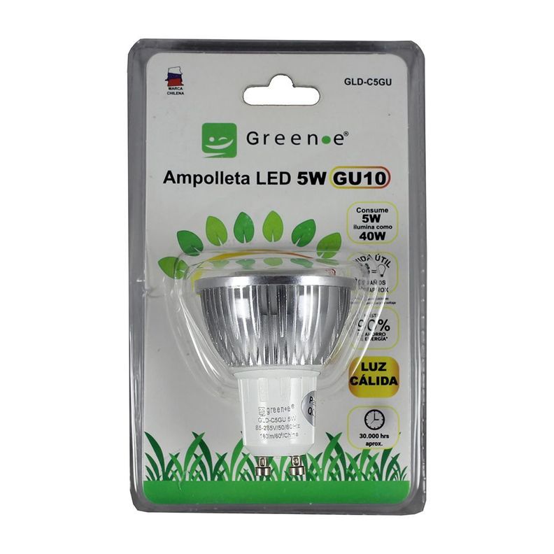 Ampolleta Led de 5W. GU10.Luz Cálida/ X 6 Unidades-1