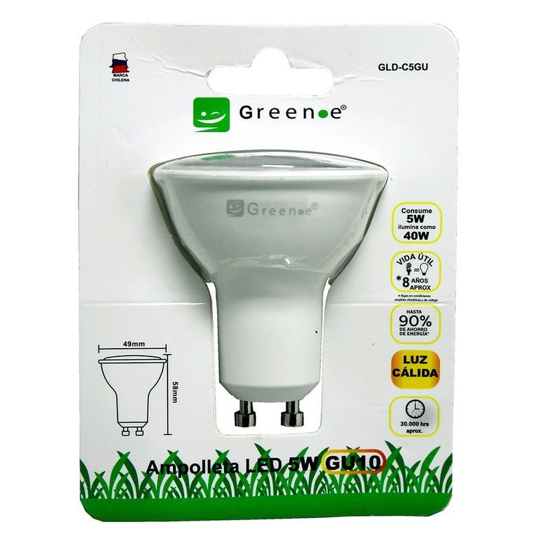 Ampolleta Led 5W.GU-10.Luz Cálida. Modelo COB.  -0