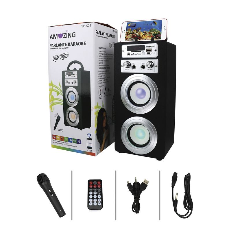 Parlante bluetooth karaoke HIP-HOP. Negro-0