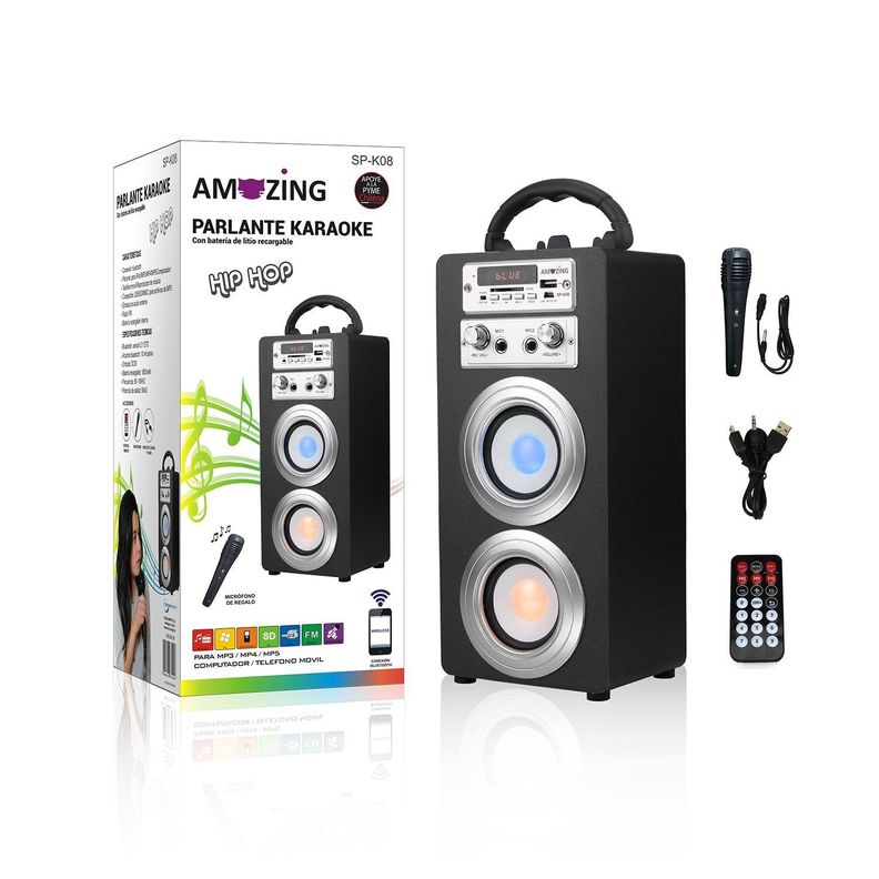 Parlante Bluetooth karaoke HIP-HOP. Negro