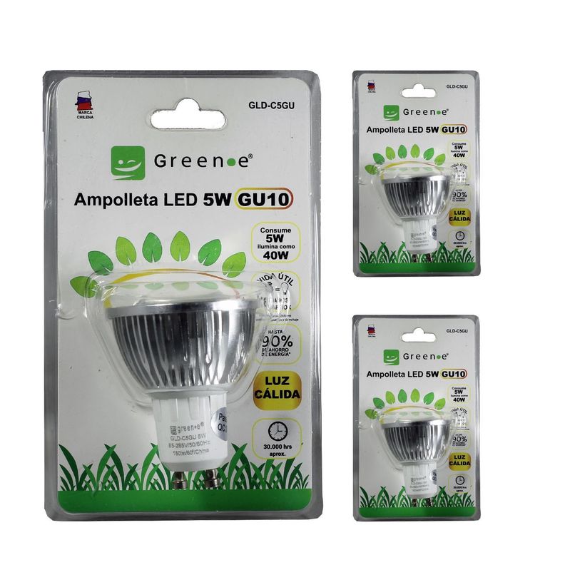 Ampolleta LED 5W GU10 Cálida / X 3 Unidades-0