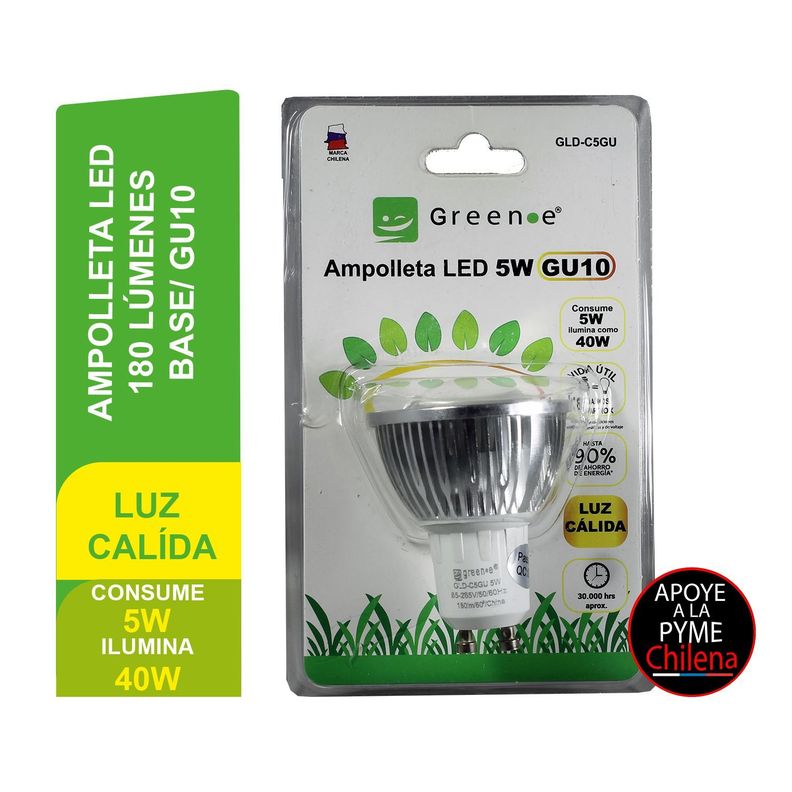 Ampolleta LED 5W GU10 Cálida / X 3 Unidades-2