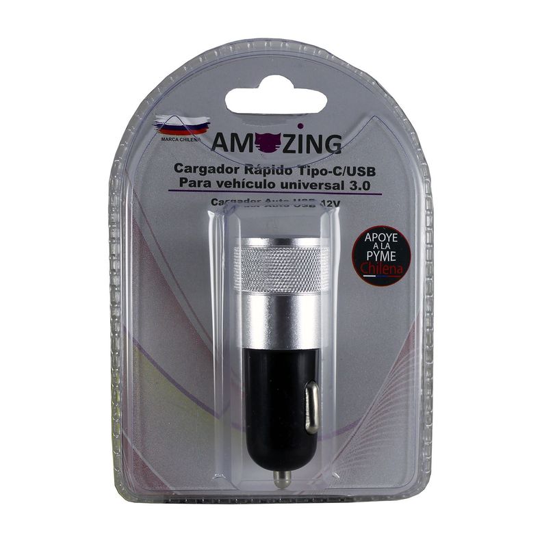 Cargador portátil para vehículos Silver. Tipo C / USB 3.1-0