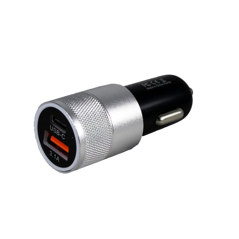 Cargador portátil para vehículos Silver. Tipo C / USB 3.1-2