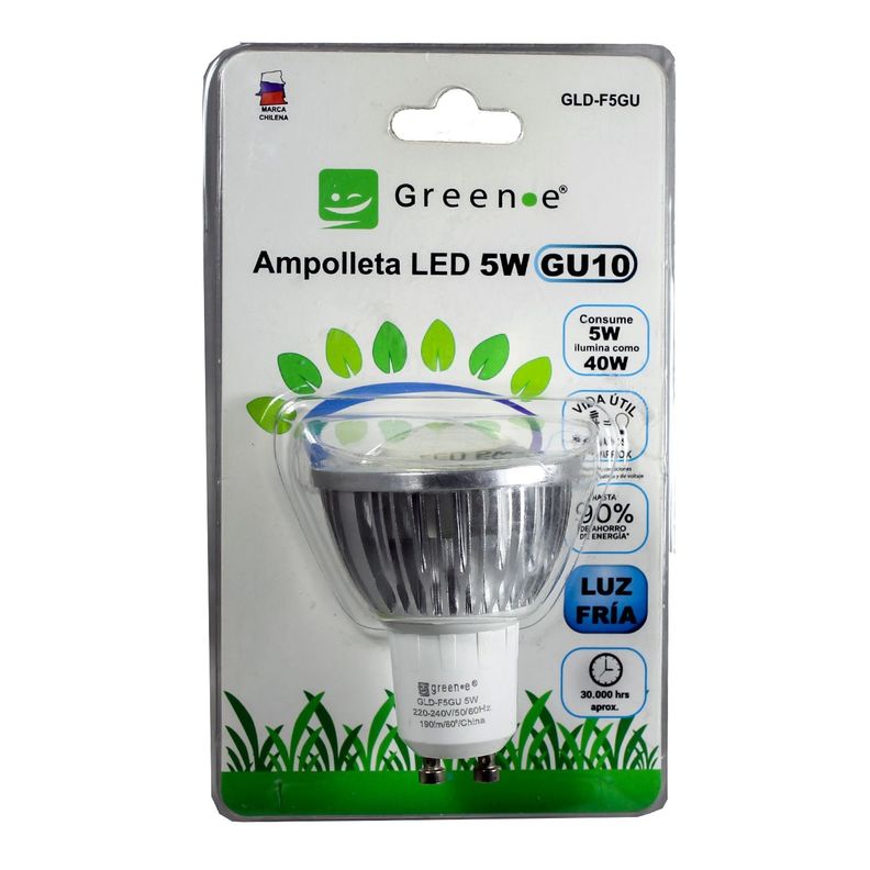 Ampolleta Led de 5W. GU10.Luz Fría/ X 6 Unidades.-1