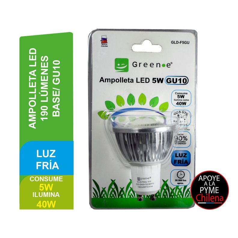 Ampolleta Led de 5W. GU10.Luz Fría/ X 6 Unidades.-2