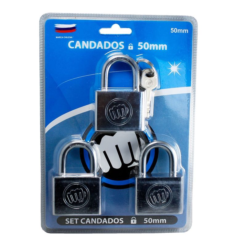 Set de 3 Candados de Acero Inoxidable de 50 mm-0