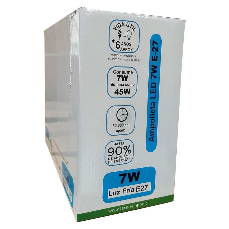 Ampolleta Led de 7W.E27.Luz Fría/ x 20 Unidades-2