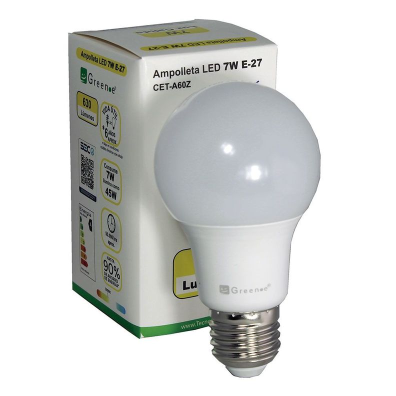 Ampolleta Led de 7W.E27.Luz Cálida/ x 3 Unidades-1