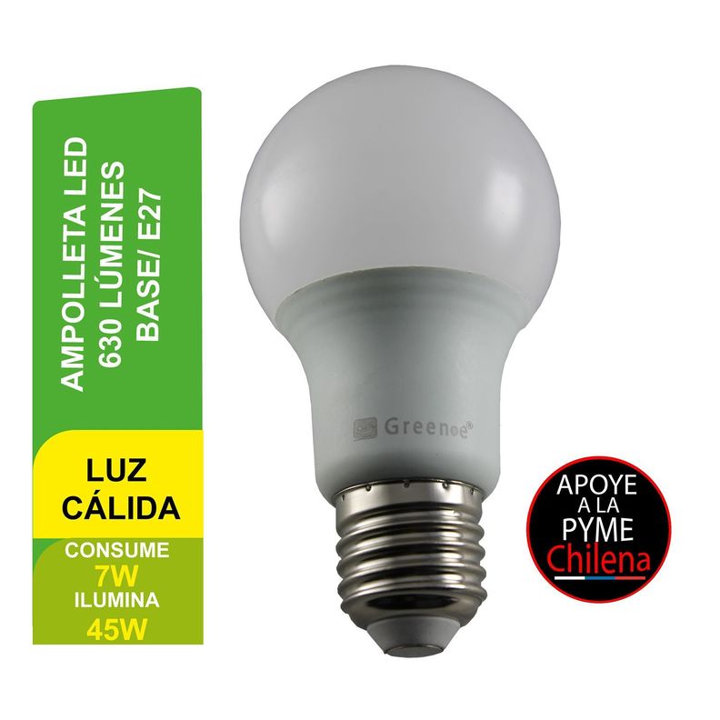 Ampolleta Led de 7W.E27.Luz Cálida/ x 3 Unidades-2