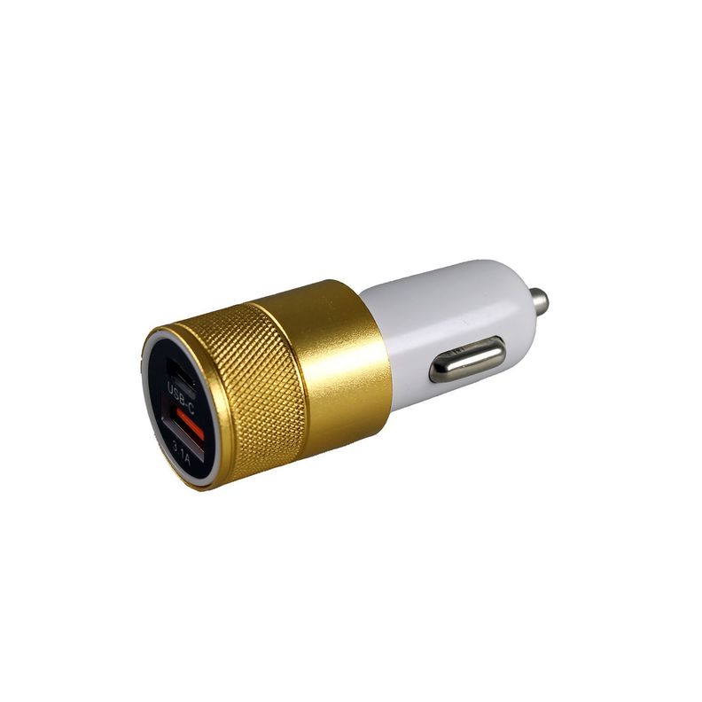 Cargador portátil de carga rápida para vehículos. Tipo C USB Dorado-2