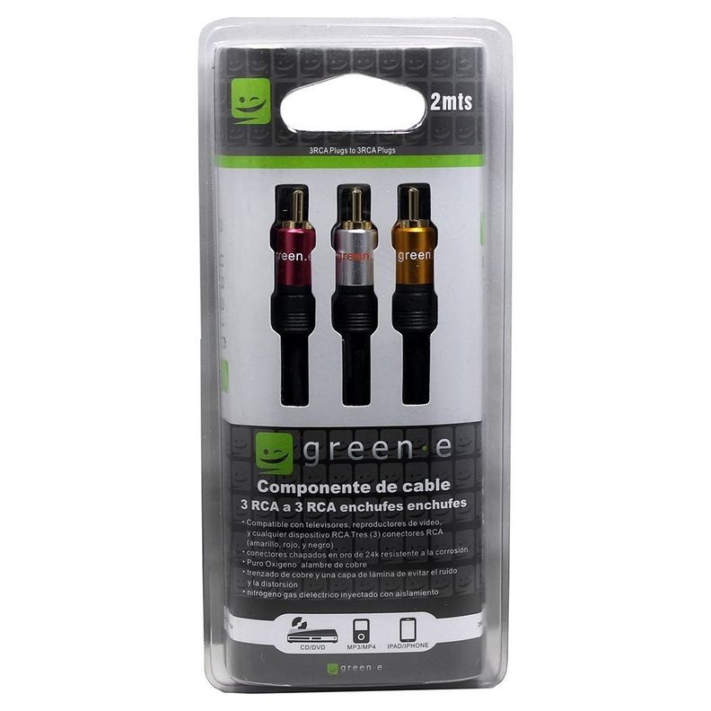 Cable De Audio y Video 3 RCA. 2 mts-0