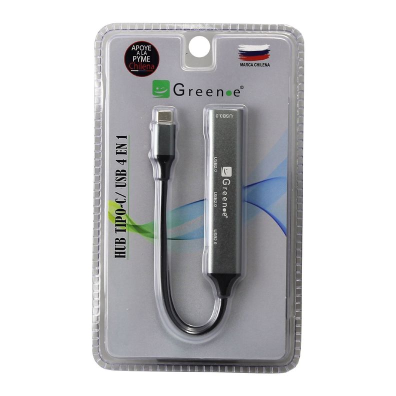 Adaptador HUB USB Tipo C con 4 Puertos USB/ Carga y Transferencia-0