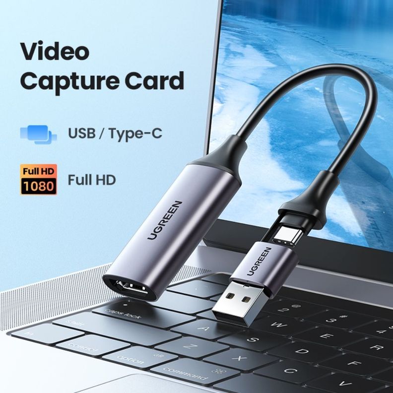 CAPTURADORA DE VIDEO HDMI 4K/60HZ / USB-C + ADAPTADOR USB-A 1080P/30HZ UGREEN CM489-2