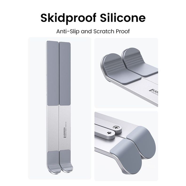 ALZADOR PLEGABLE PORTATIL PARA NOTEBOOK 17.3 MAX ALUMINIO SILVER UGREEN LP451-2
