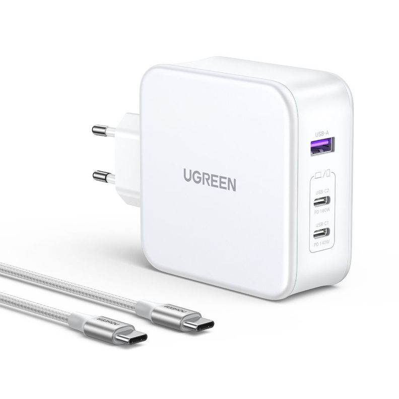 CARGADOR GAN TECH FAST 140W 2 USB-C / USB-A BLANCO UGREEN CD289-15339-0