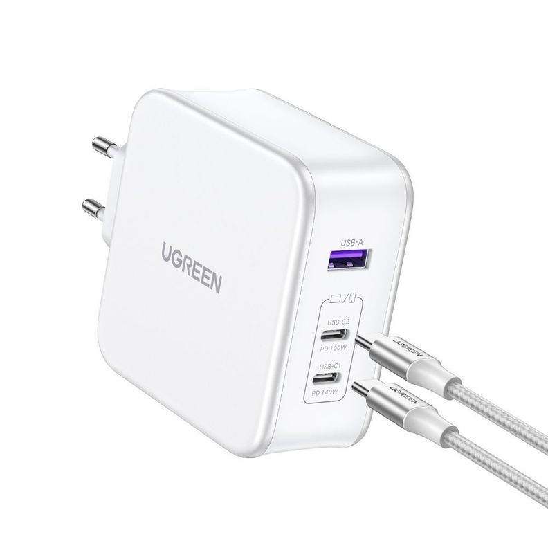 CARGADOR GAN TECH FAST 140W 2 USB-C / USB-A BLANCO UGREEN CD289-15339-2