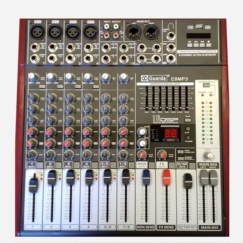 MIXER 8 CANALES Rojo Oscuro