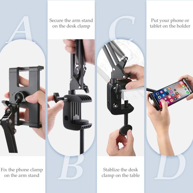 SOPORTE UNIVERSAL ESCRITORIO TIPO BRAZO PARA CELULAR/TABLET (4/12.9) METAL+ABS NEGRO UGREEN LP142-2