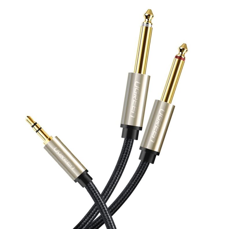 CABLE DE AUDIO PLUG ESTEREO 3.5MM/2PLUG 6.3MM MONO 5M GRIS UGREEN AV126-0