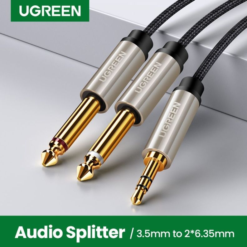 CABLE DE AUDIO PLUG ESTEREO 3.5MM/2PLUG 6.3MM MONO 5M GRIS UGREEN AV126-2