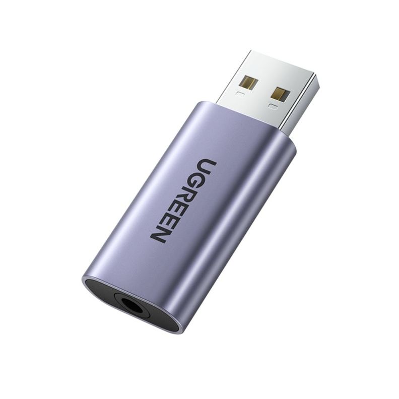TARJETA DE AUDIO EXTERNA USB-A/JACK 3.5MM M/H (AUDIO ESTEREO + MIC) ALUMINIO UGREEN CM383 Negro