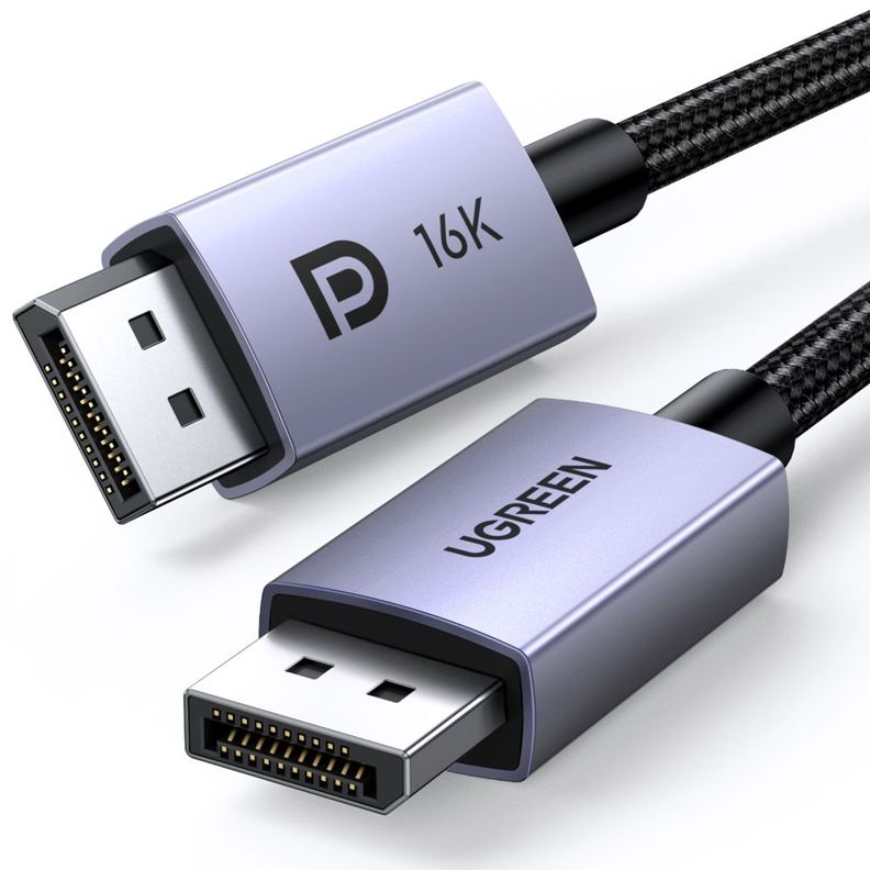 CABLE DISPLAYPORT 2.1 M/M 3M 16-10-8K/60HZ  4K/120-240HZ BLINDADO UGREEN DP118
