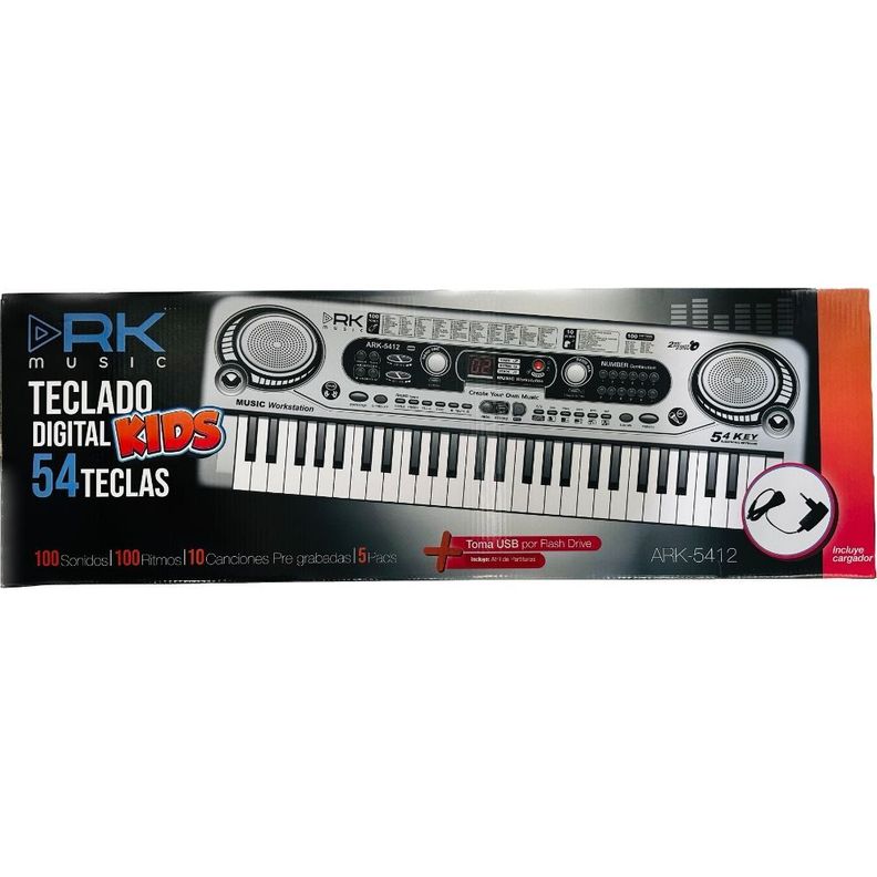 TECLADO INFANTIL 54 NOTAS COLOR GRIS-1