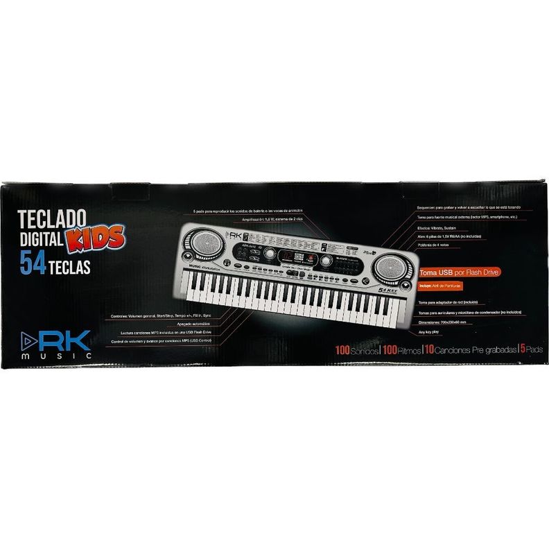 TECLADO INFANTIL 54 NOTAS COLOR GRIS-2
